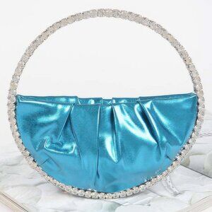 Metallic Luna Bag W/stone Handle